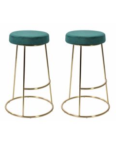Opera Dark Teal Velvet Bar Stools In Pair
