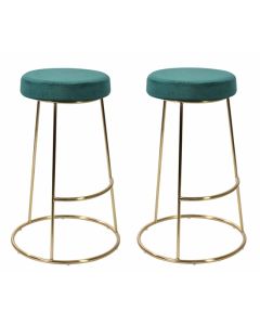 Opera Dark Teal Velvet Bar Stools In Pair