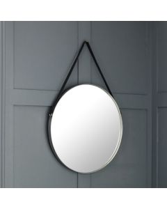 Opera Round Clear Glass Mirror In Pewter Effect