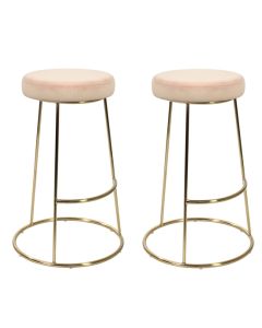 Opera Vintage Pink Velvet Bar Stools In Pair