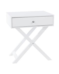 Options 1 Drawer Bedside Cabinet In White With X Legs