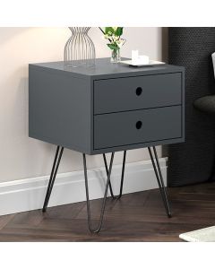Options Telford Dark Blue 2 Drawers Bedside Cabinet With Metal Legs