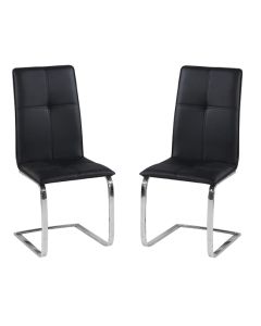 Opus Black Faux Leather Dining Chairs In Pair