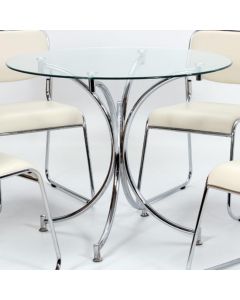 Orkney Glass Dining Table With Chrome Metal Legs