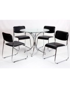 Orkney Round Clear Glass Dining Set With 4 Chairs