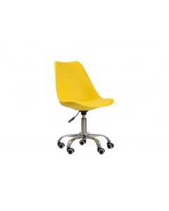 Orsen Faux Leather Swivel Office Chair In Yellow