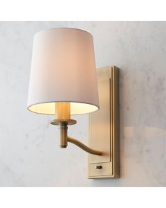 Ortona Vintage White Fabric Wall Light In Matt Antique Brass