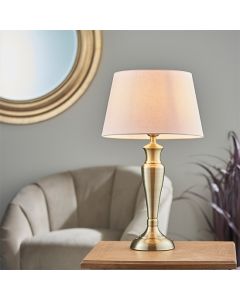 Oslo And Evie Large Pink Shade Table Lamp In Antique Brass