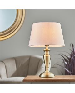 Oslo And Evie Small Pink Shade Table Lamp In Antique Brass