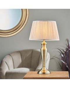 Oslo And Freya Large Dusky Pink Shade Table Lamp In Antique Brass