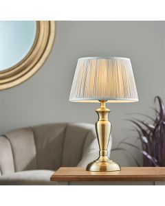 Oslo And Freya Medium Silver Shade Table Lamp In Antique Brass