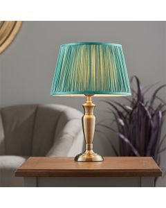 Oslo And Freya Small Fir Shade Table Lamp In Antique Brass