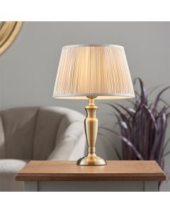 Oslo And Freya Small Oyster Shade Table Lamp In Antique Brass