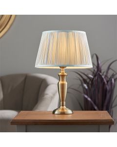 Oslo And Freya Small Silver Shade Table Lamp In Antique Brass