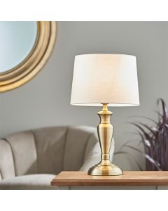 Oslo And Mia Vintage White Shade Table Lamp In Antique Brass