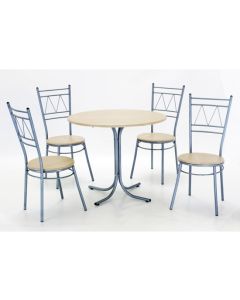 Oslo Round Wooden Dining Set In Silver And Beech With 4 Chairs