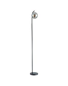 Otley 1 Smoked Glass Globe Bulb Decorative Floor Lamp In Black