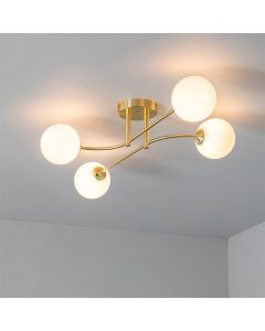 Otto 4 Lights Semi Flush Ceiling Light In Brushed Brass