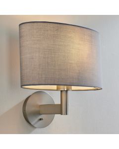 Owen Grey Ellipse Shade Wall Light In Matt Nickel