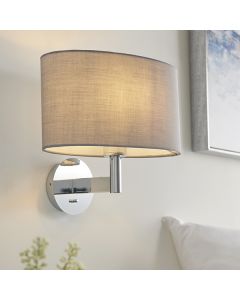 Owen Grey Ellipse Shade Wall Light In Polished Chrome