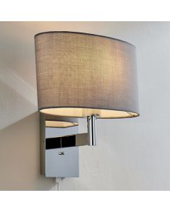 Owen Grey Ellipse Shade Wall Light With USB In Polished Chrome