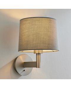 Owen Grey Taper Shade Wall Light In Matt Nickel