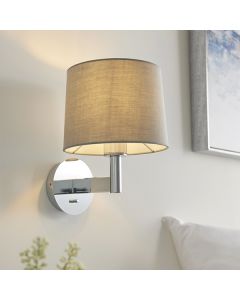 Owen Grey Taper Shade Wall Light In Polished Chrome