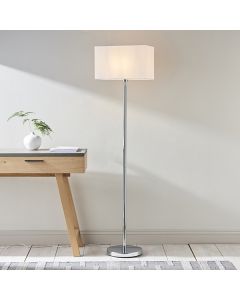 Owen Rectangular White Shade Floor Lamp In Polished Chrome