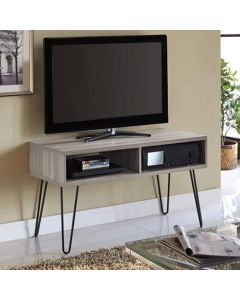 Owen Retro Wooden TV Stand In Distressed Grey Oak