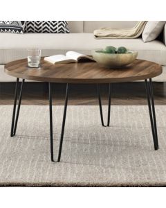 Owen Round Wooden Coffee Table In Walnut