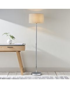 Owen Taupe Cylinder Shade Floor Lamp In Polished Chrome
