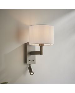 Owen White Cylinder Shade Reader Wall Light With Spotlight In Dark Bronze