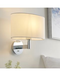 Owen White Ellipse Shade Wall Light In Polished Chrome