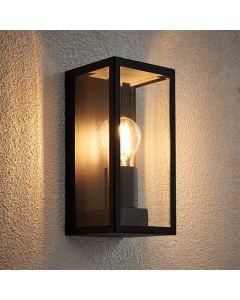 Oxford Clear Bevelled Edge Glass Wall Light In Matt Black