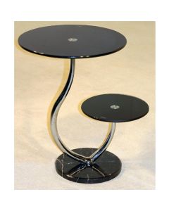 Oxshott Black Glass Telephone Table With Marble Base