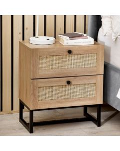 Padstow Wooden Bedside Cabinet In Oak With 2 Drawers