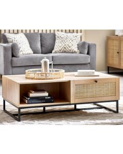 Padstow Wooden Coffee Table In Oak With 2 Drawers