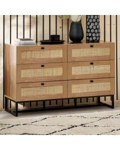 Padstow Wide Wooden Chest Of 6 Drawers In Oak