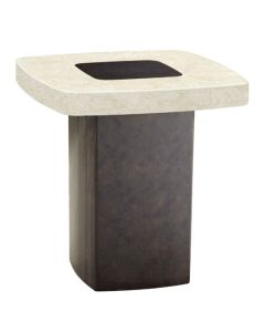 Panjin Lacquer Marble Lamp Table With Black Base