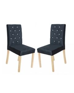 Paris Black Velvet Dining Chairs In Pair