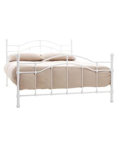 Paris Metal Double Bed In White High Gloss