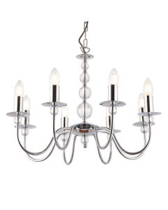 Parkstone 8 Lights Clear Glass Ceiling Pendant Light In Chrome