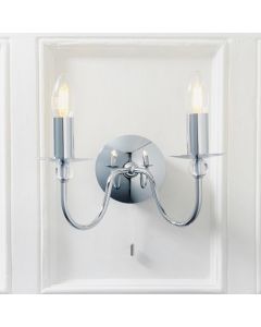 Parkstone Clear Glass 2 Lights Wall Light In Chrome