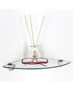 Pearl Corner Glass Wall Shelf In Clear