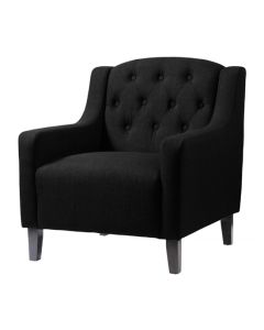 Pemberley Fabric Armchair In Black With Wooden Legs