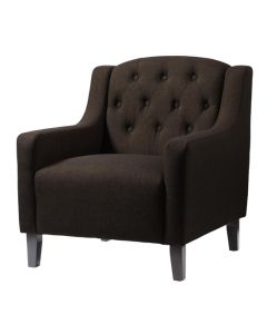 Pemberley Fabric Armchair In Brown With Wooden Legs