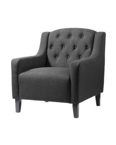 Pemberley Fabric Armchair In Grey With Wooden Legs