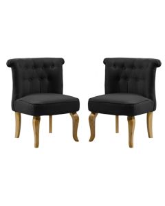 Pembridge Black Fabric Chair In Pair With Oak Wooden Legs
