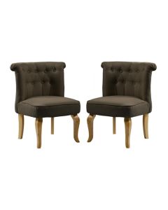 Pembridge Brown Fabric Chair In Pair With Oak Wooden Legs