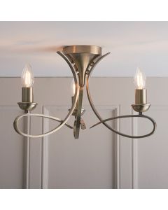 Penn 3 Candle Lamps Semi Flush Ceiling Light In Brushed Brass